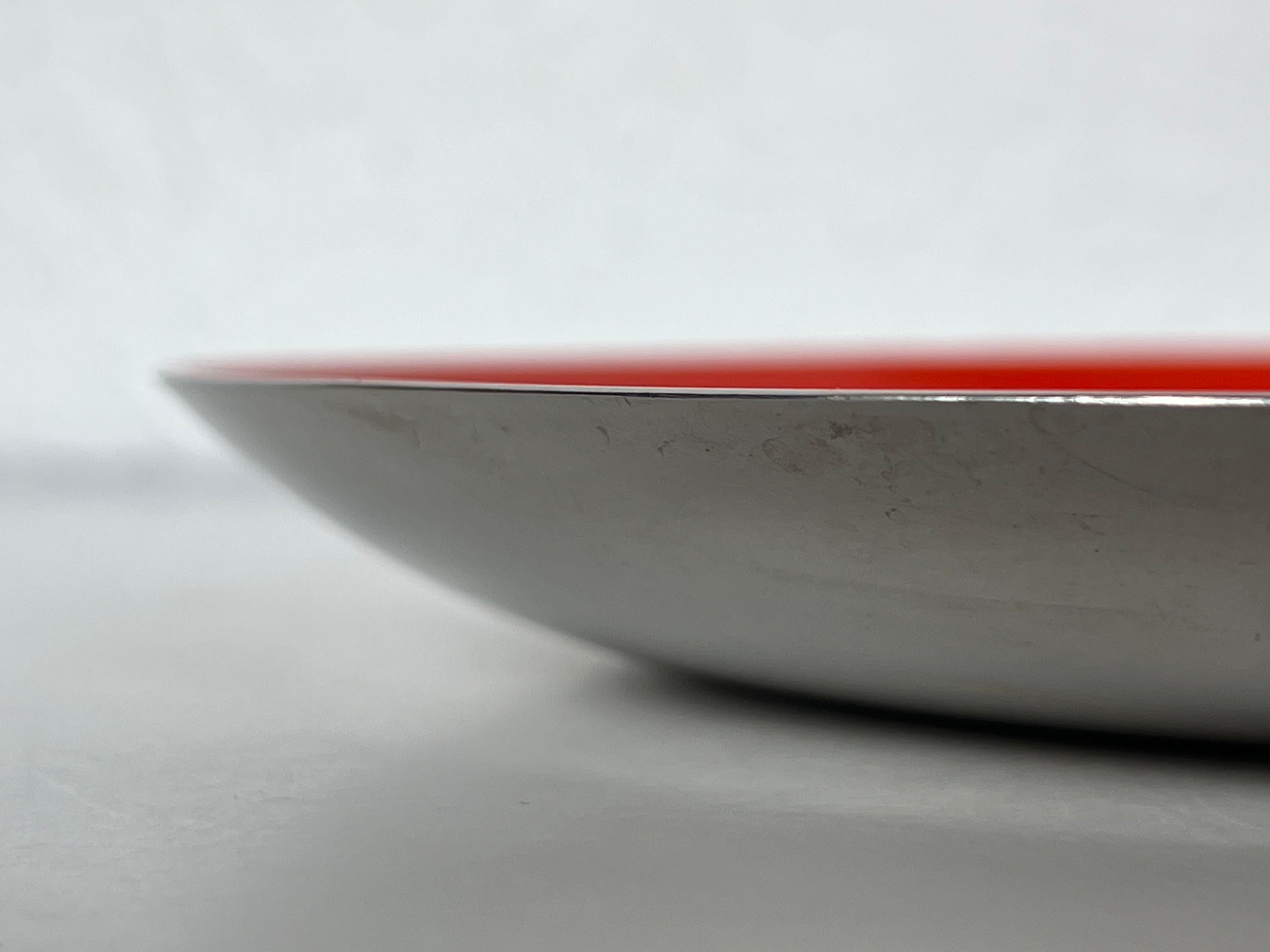 Enameled Red Metal Bowl by Leif Wessmann for Knoll International 2