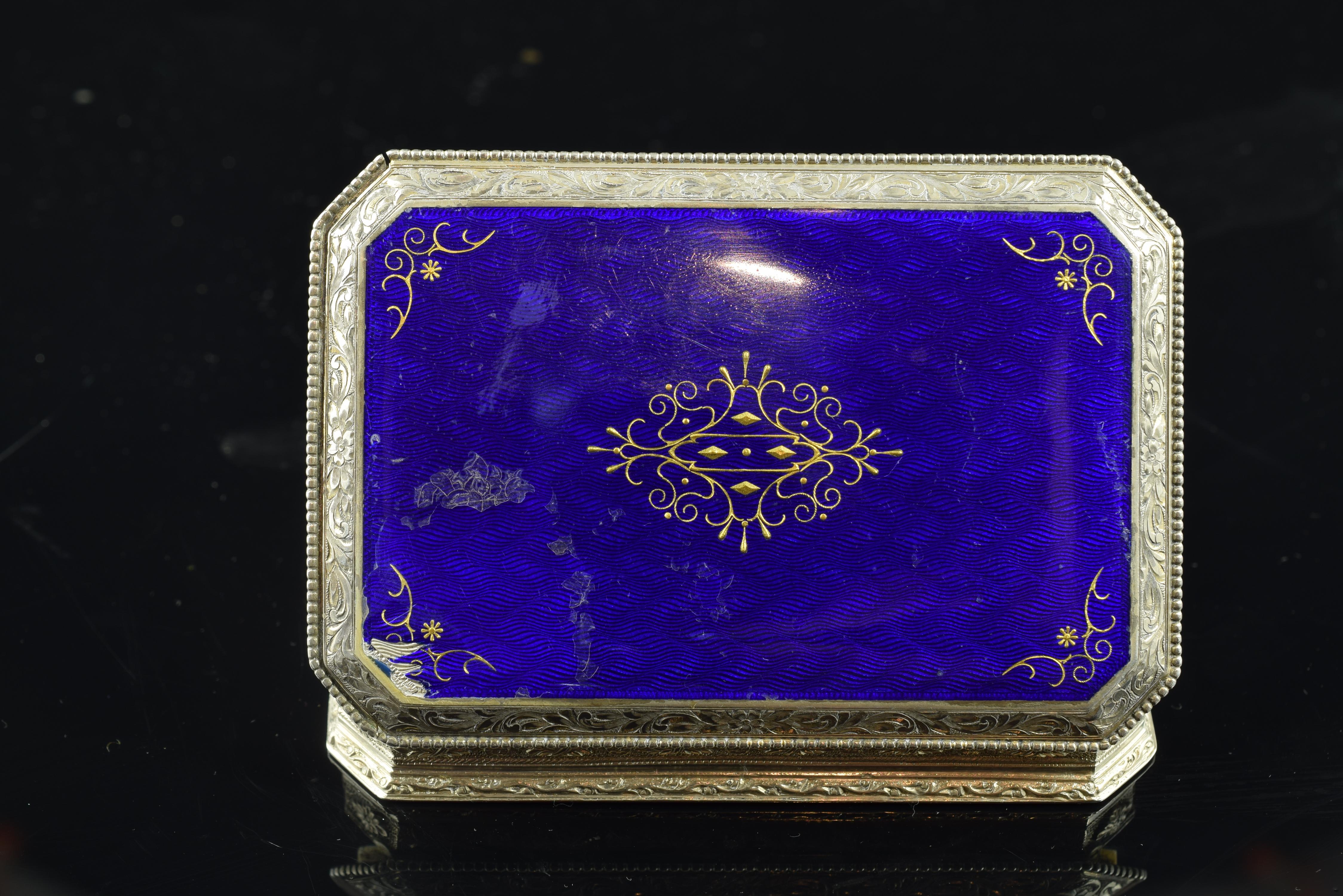 Neoclassical Enameled Silver Box, 19th Century