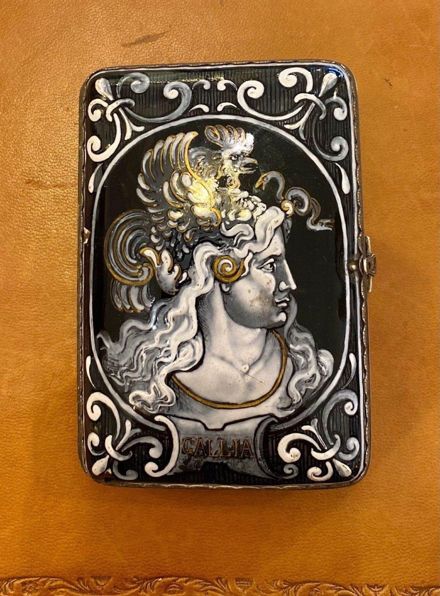 Enameled Silver Card Case, Napoleon III Period In Good Condition In Saint-Ouen, FR