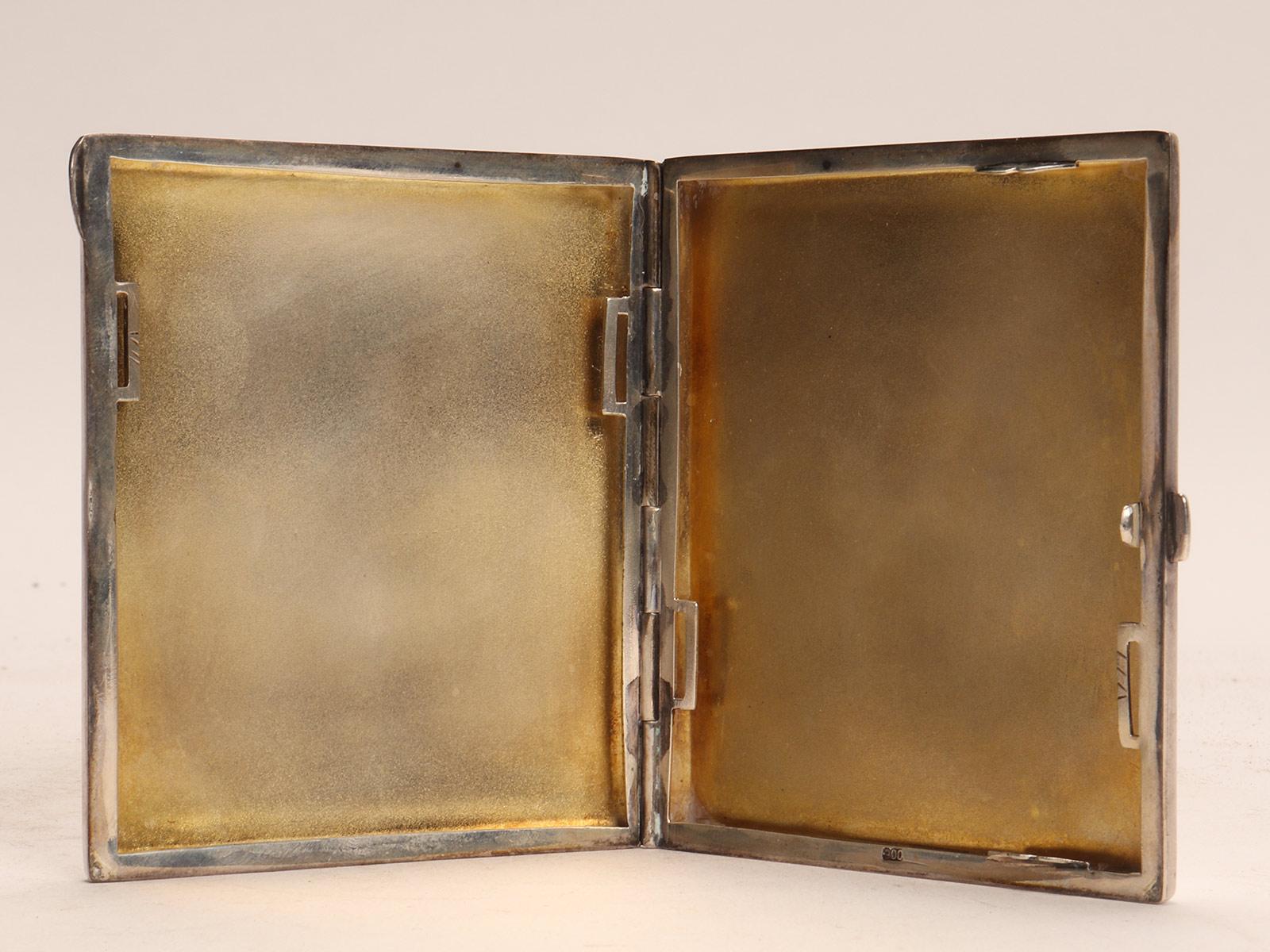 20th Century Enameled silver cigarette case with a portrait of Franz Joseph, Italy 1900. For Sale