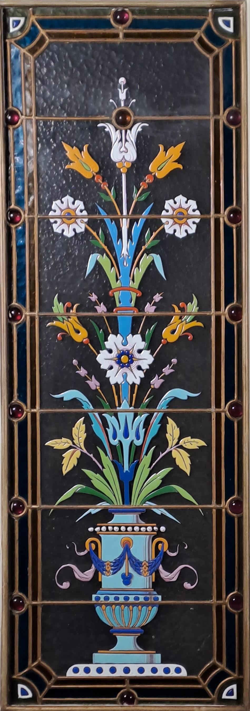 Napoleon III Enameled Stained Glass Windows Attributed To Amédée De Caranza Mounted On A Doub