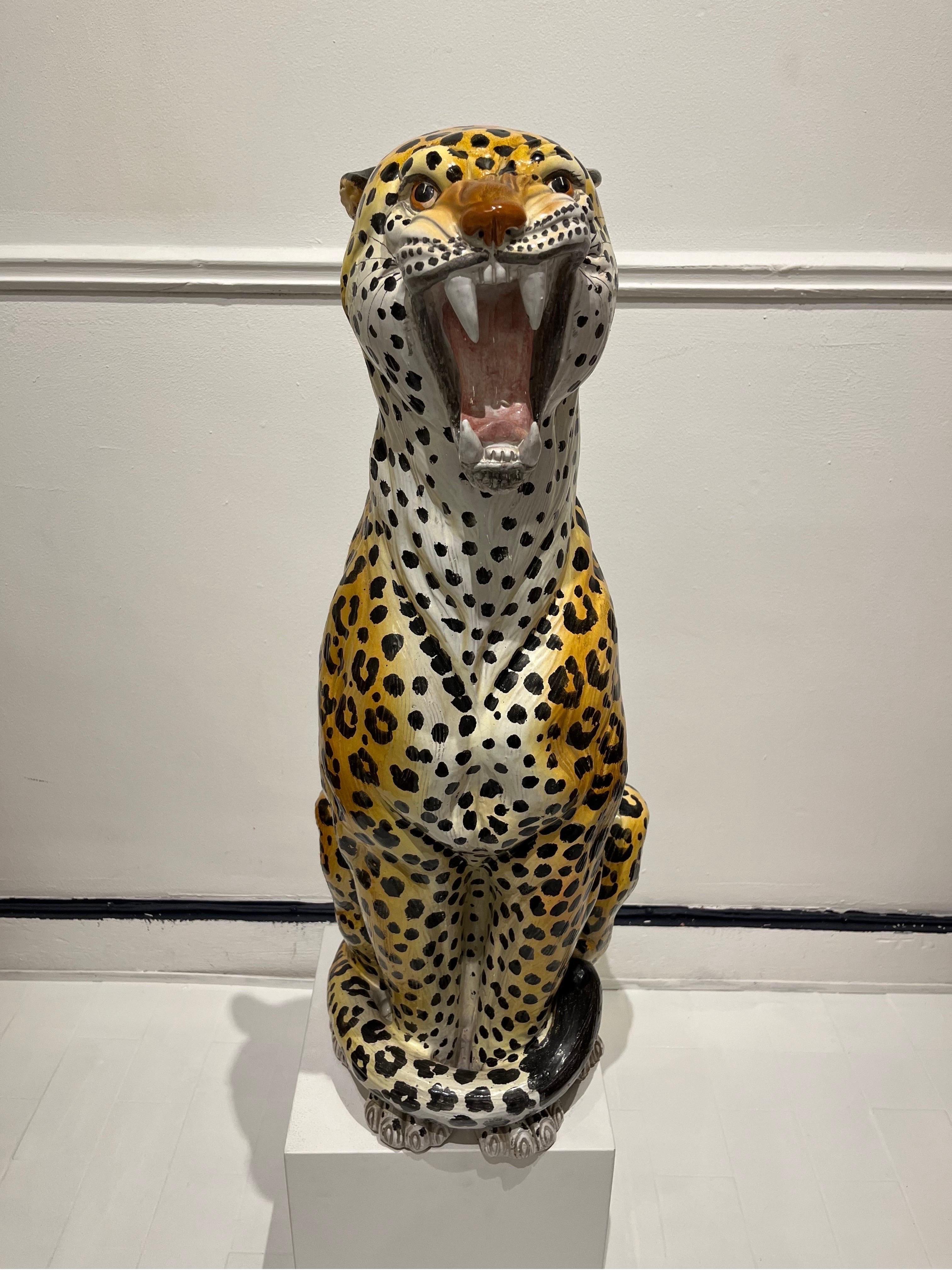 Enameled Terracotta Leopard, 1970s, Italy 4
