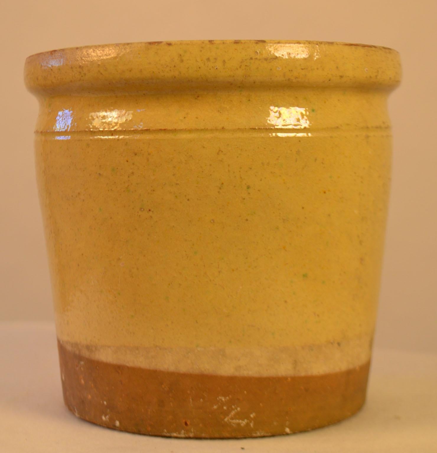 French Enameled Terracotta Pot For Sale