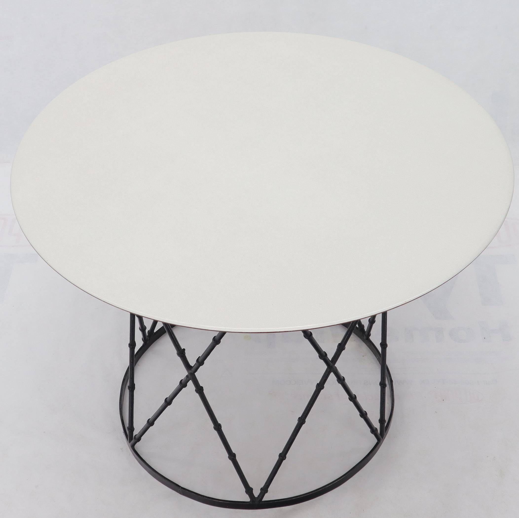 Forged Enameled Top Faux Bamboo Base Mid-Century Modern Dining Dinette Table For Sale