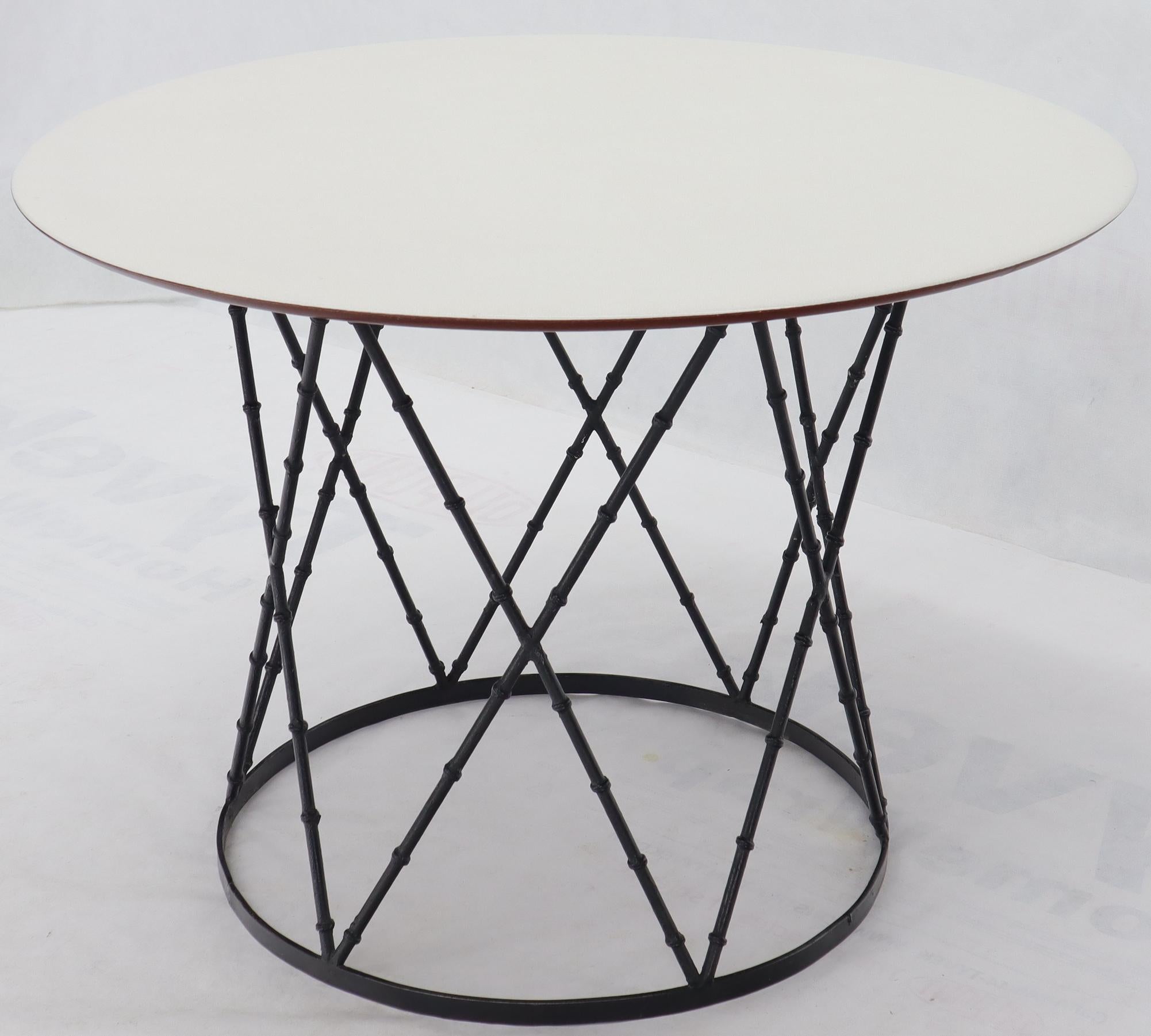 20th Century Enameled Top Faux Bamboo Base Mid-Century Modern Dining Dinette Table For Sale