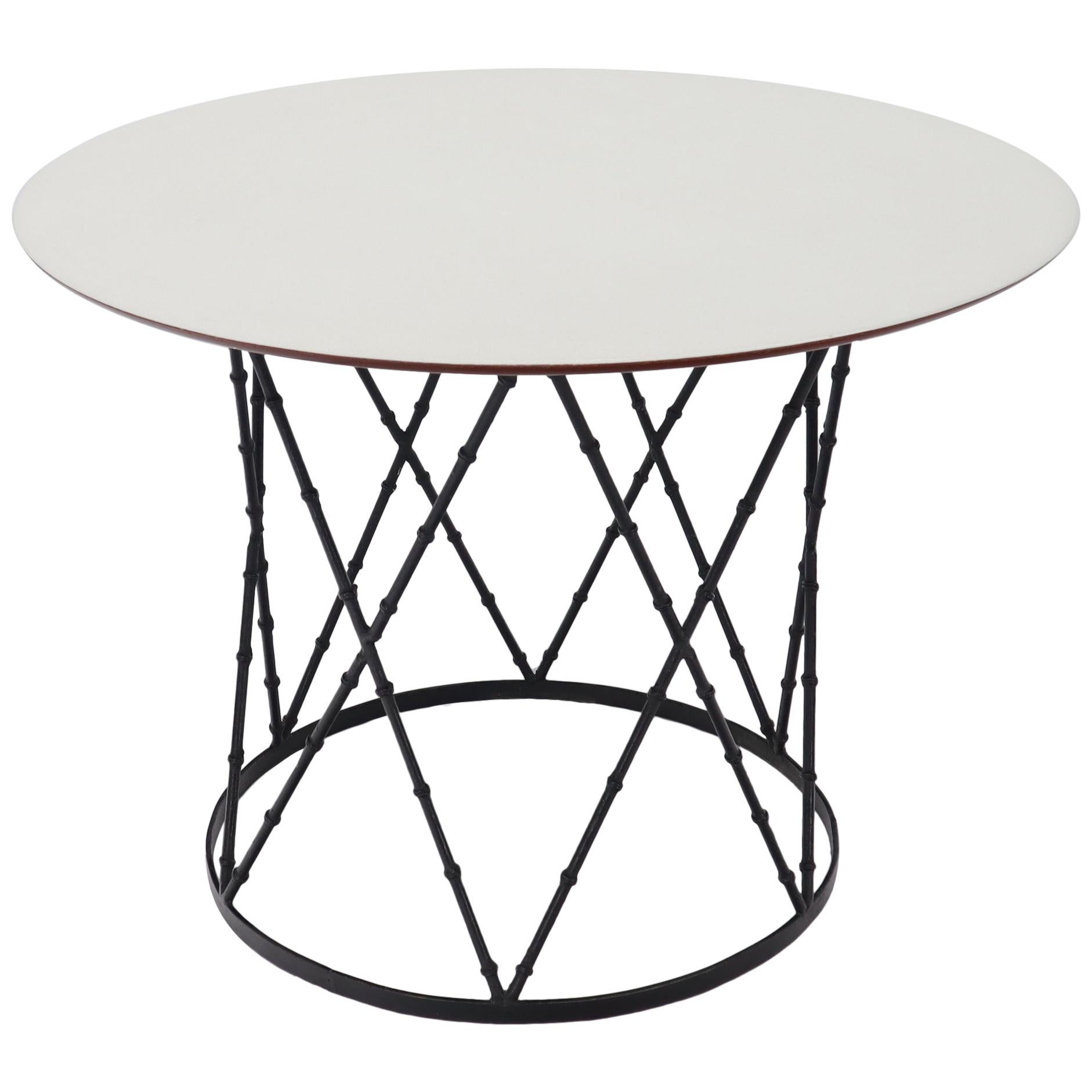 Enameled Top Faux Bamboo Base Mid-Century Modern Dining Dinette Table For Sale