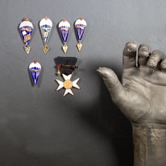 Enameled USSR Soviet Parachute Badges and Knights Templar Cross c.1955-1968