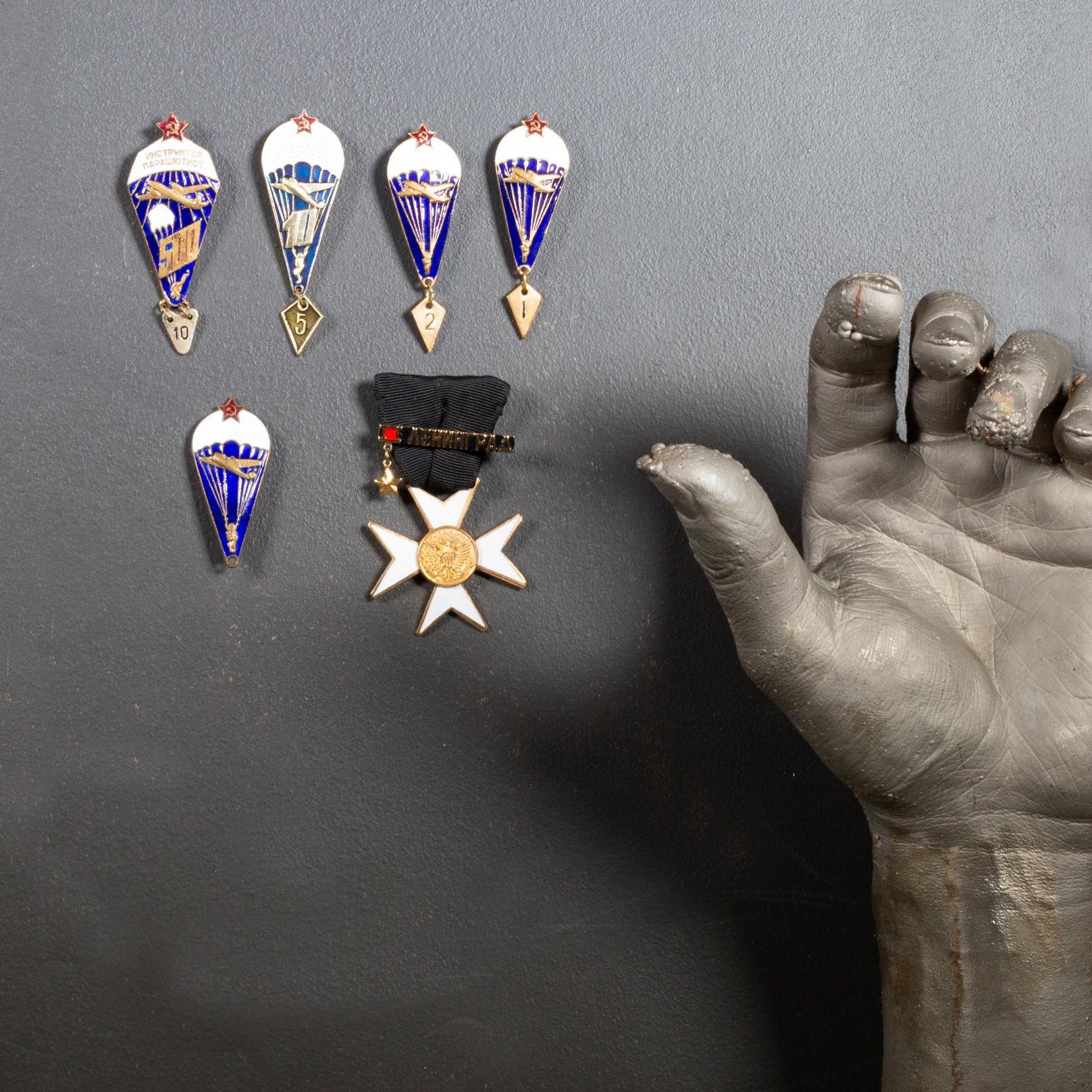 Russian Enameled USSR Soviet Parachute Badges and Knights Templar Cross c.1955-1968 For Sale