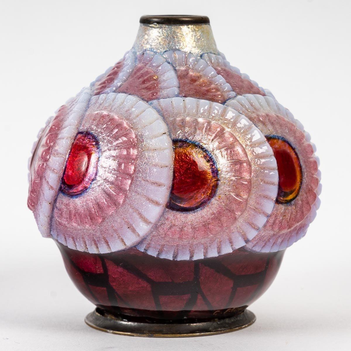 European Enameled Vase by Camille Fauré, Art Deco