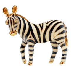 Vintage Enameled Zebra Brooch by Ciner, Signed