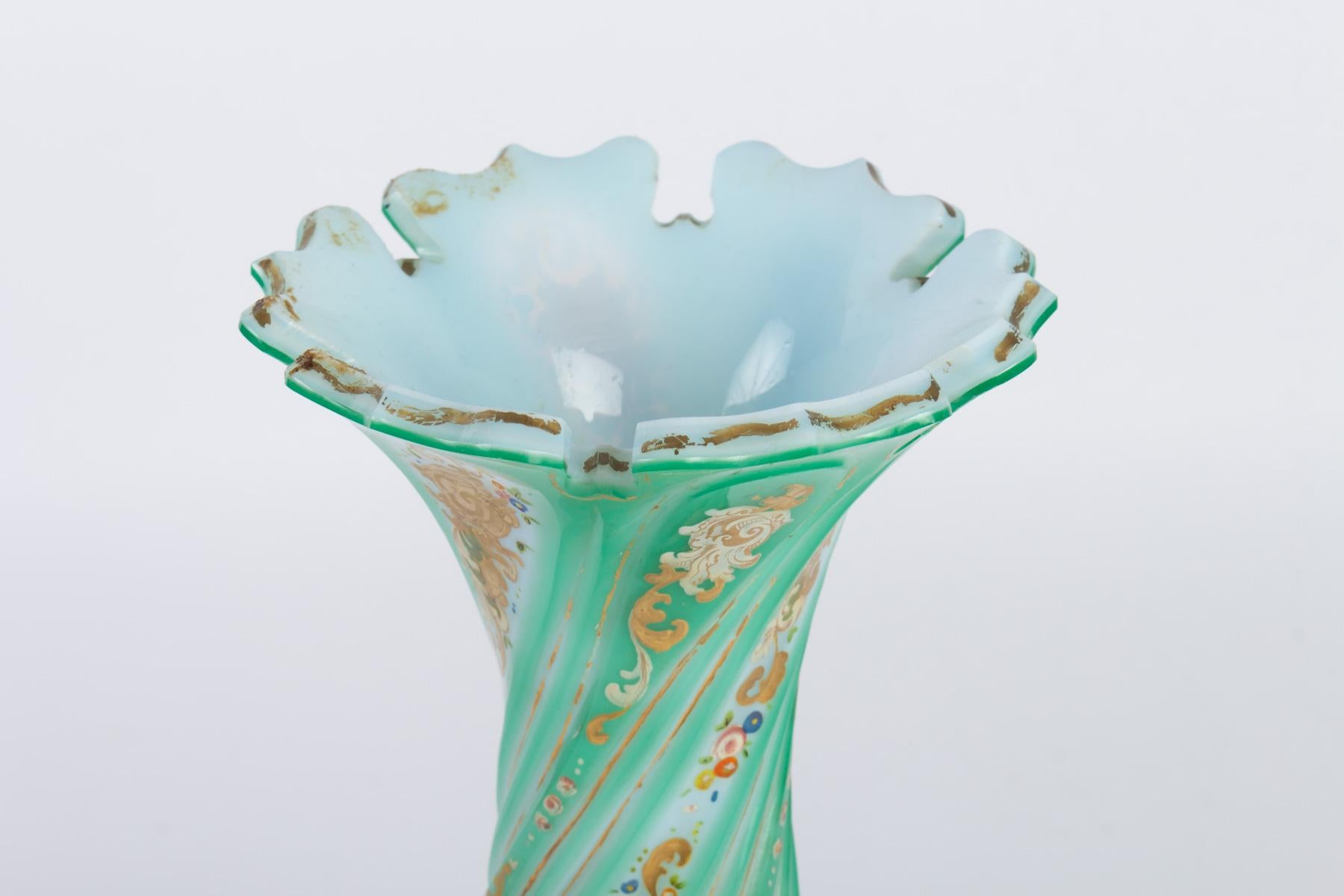 Charles X Enameled and Gilded Opaline Vase