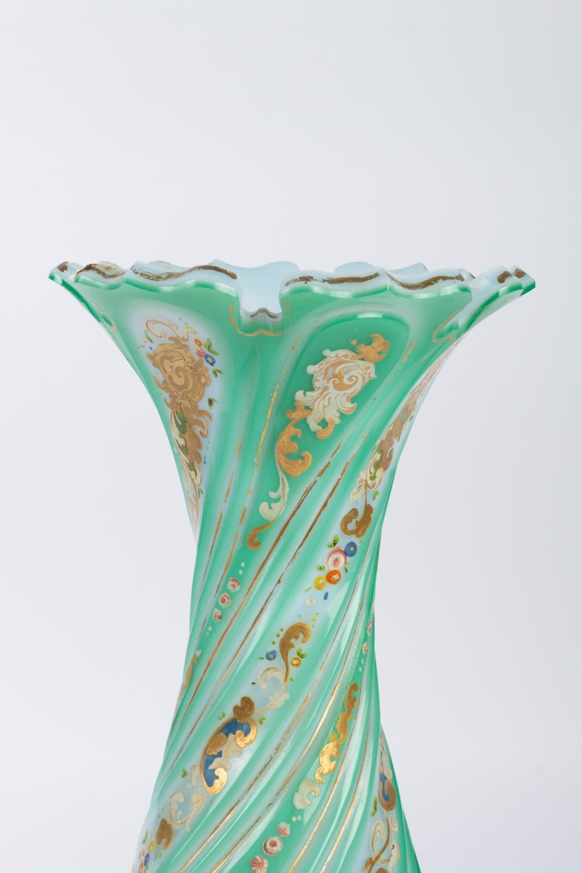 French Enameled and Gilded Opaline Vase