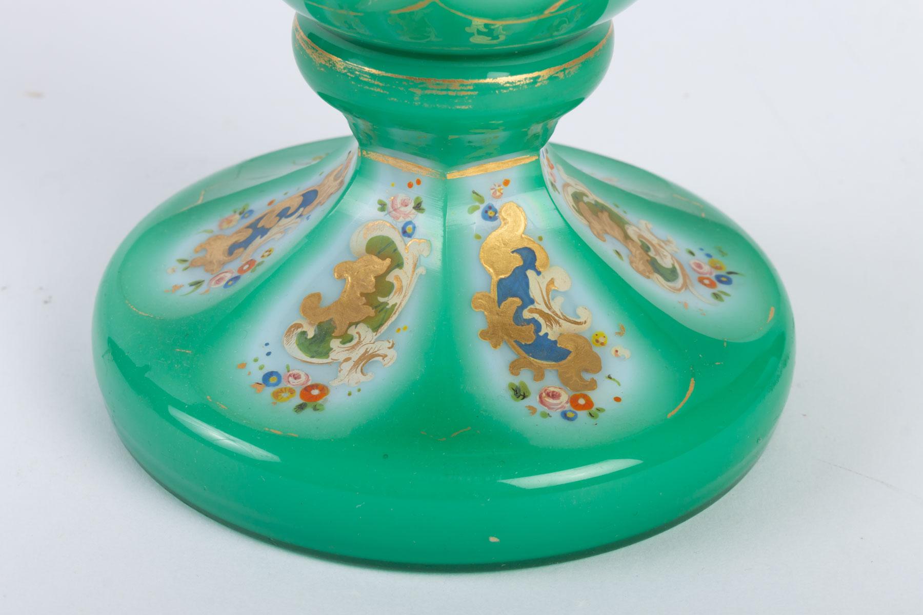 Mid-19th Century Enameled and Gilded Opaline Vase