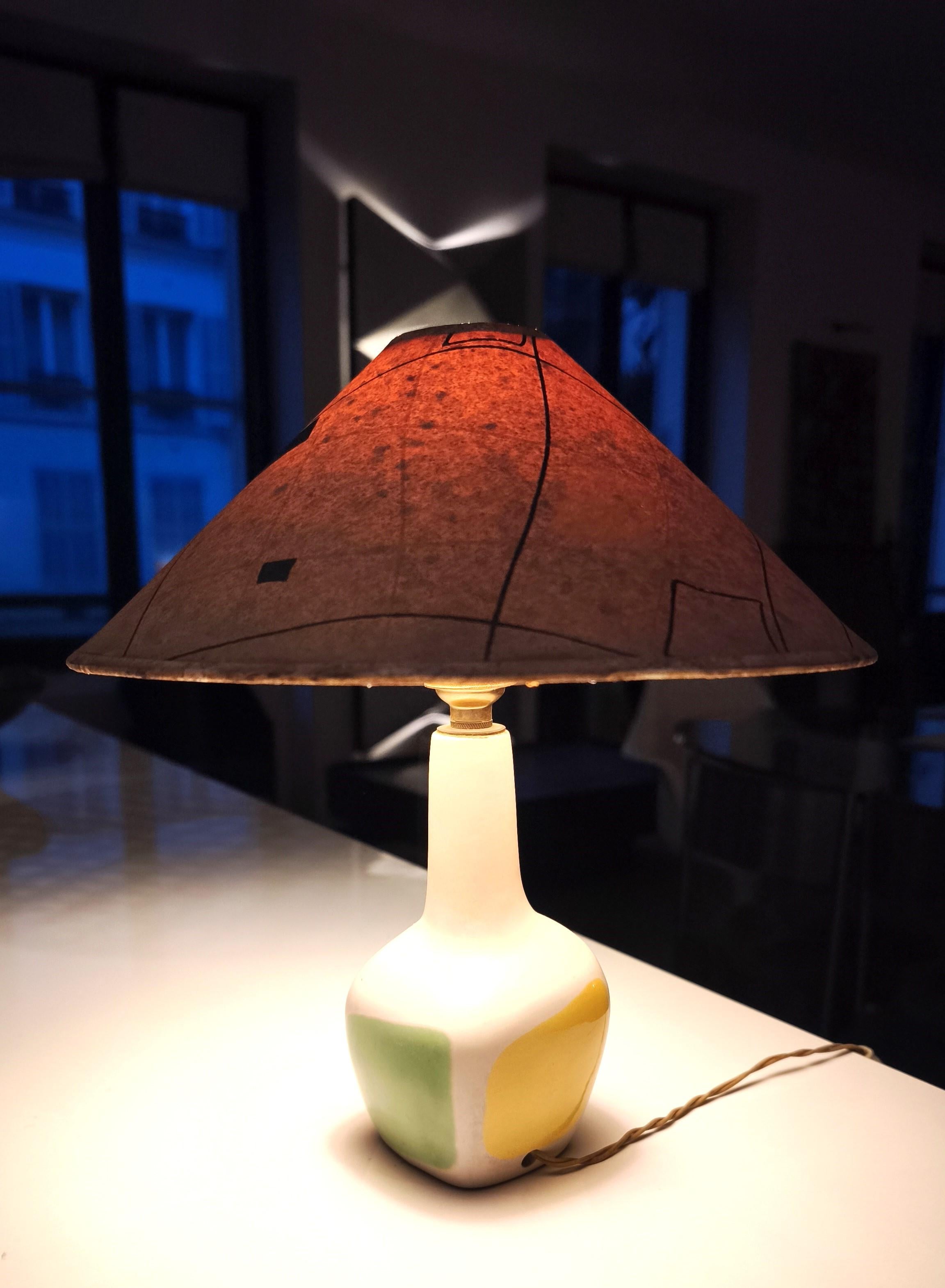 Milieu du XXe siècle Lampe en céramique émaillée, années 1950, attribuée à Roland Brice - Biot -France en vente