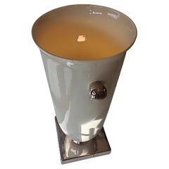 Enamelled ceramic light urn on pedestal circa 80