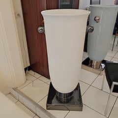 Enamelled ceramic light urn on pedestal circa 80