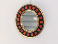 Enamelled ceramic "sun" mirror, 27 cm by Mithé Espelt