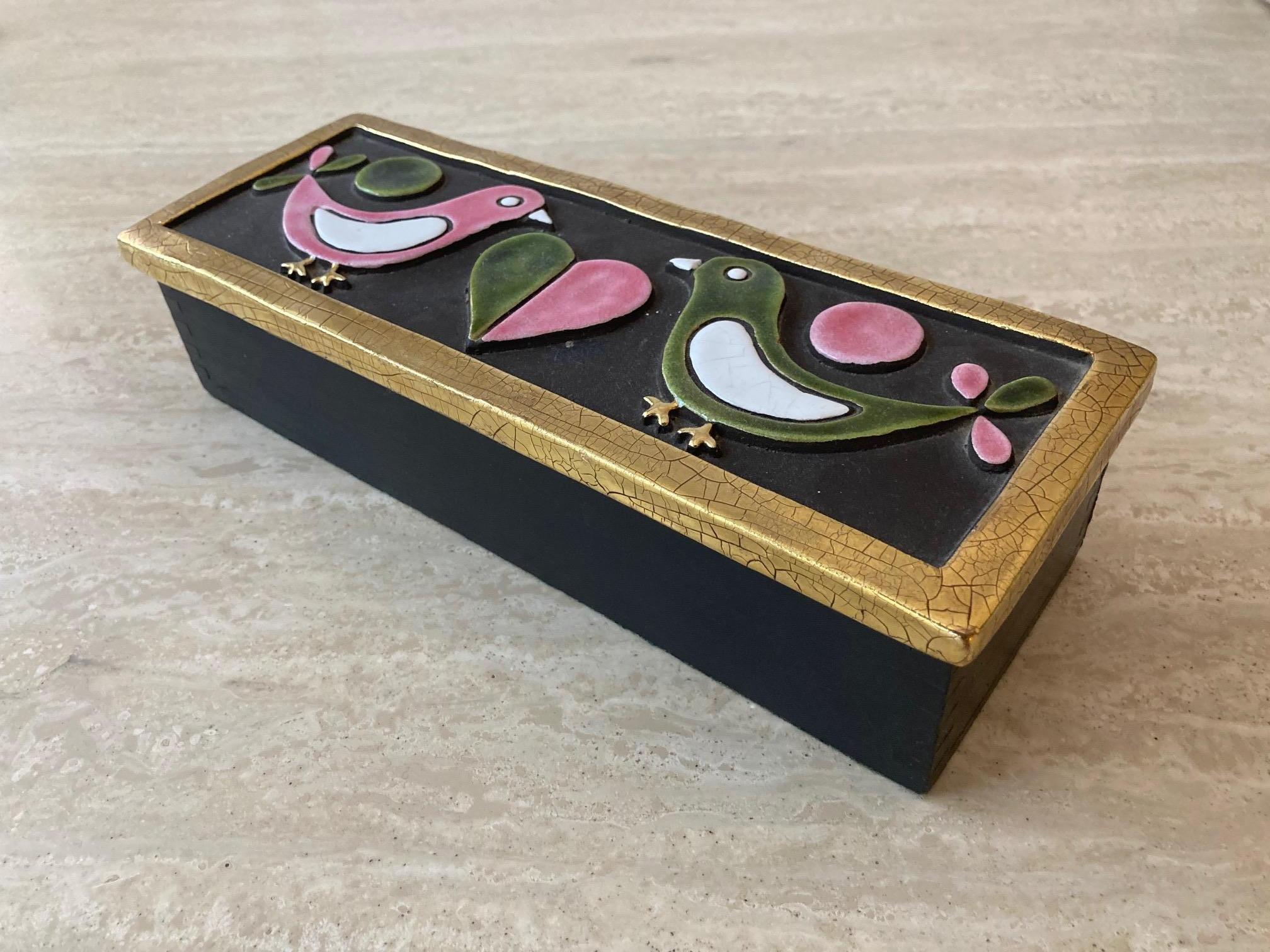 Enamelled Ceramic Top Box, Mithé Espelt 60's In Good Condition In Paris, Ile-de-France