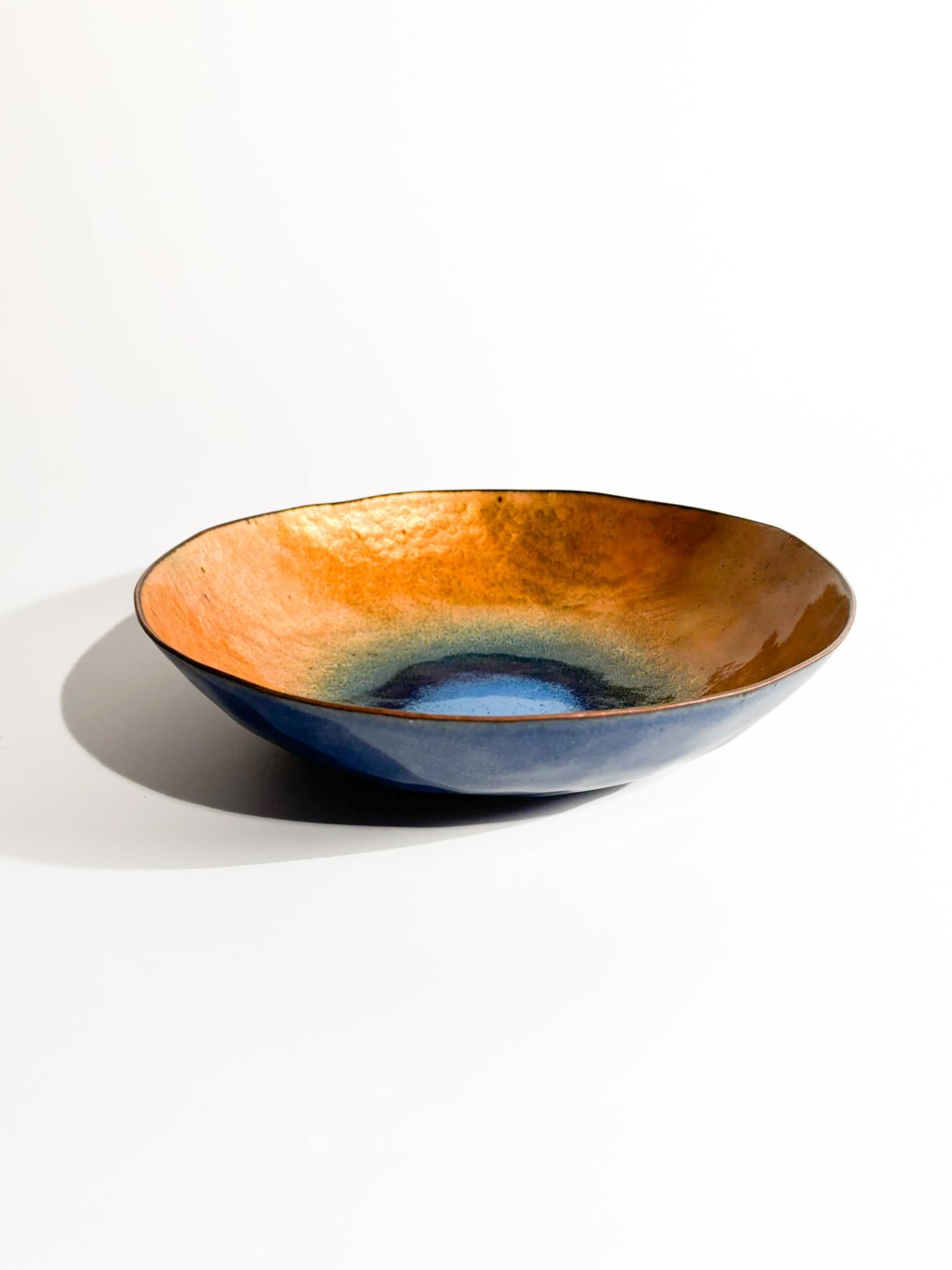 Italian Enamelled Copper Bowl by Paolo De Poli from the 1950s For Sale