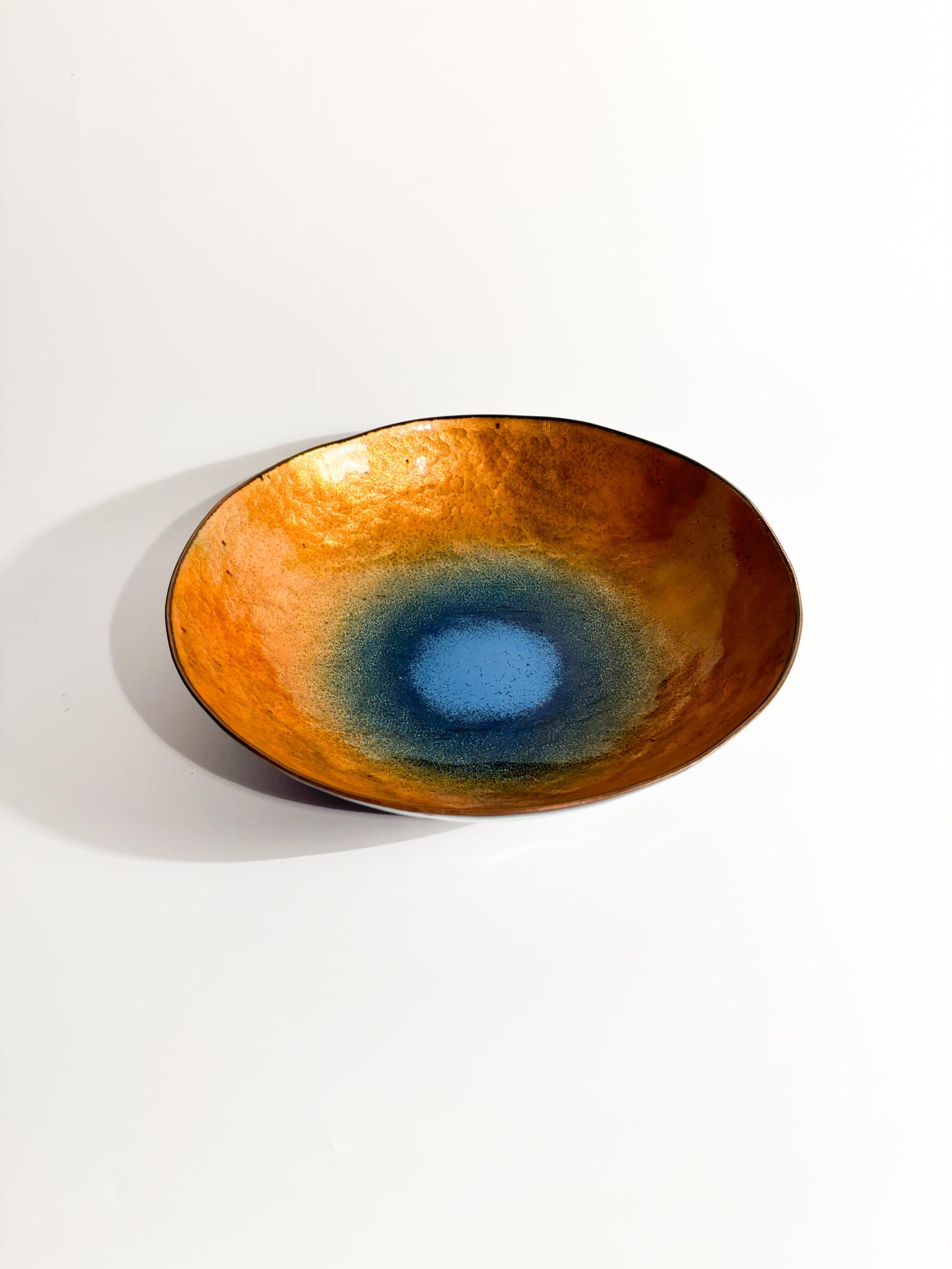 Enamelled Copper Bowl by Paolo De Poli from the 1950s In Fair Condition For Sale In Milano, MI