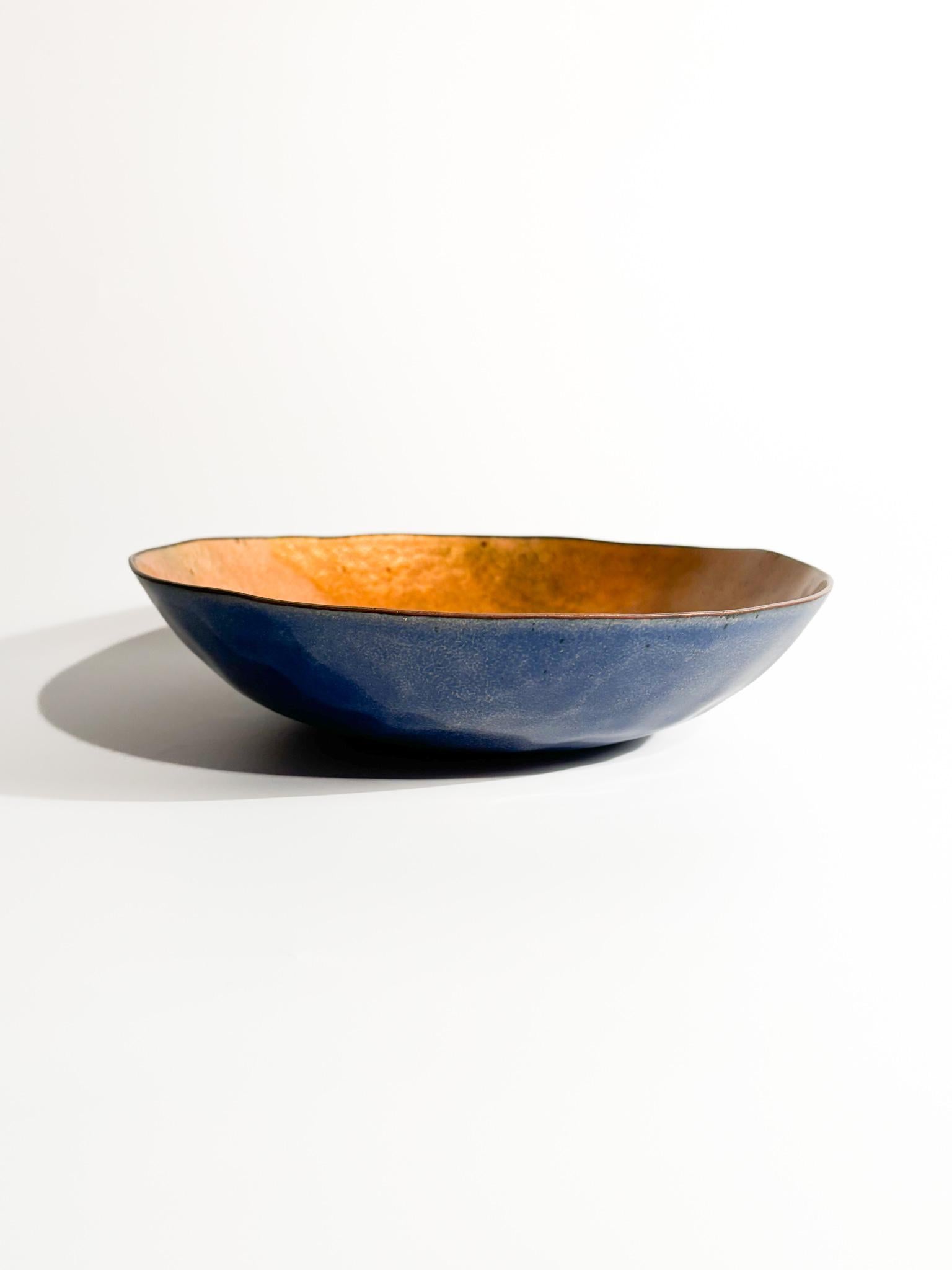 Mid-20th Century Enamelled Copper Bowl by Paolo De Poli from the 1950s For Sale
