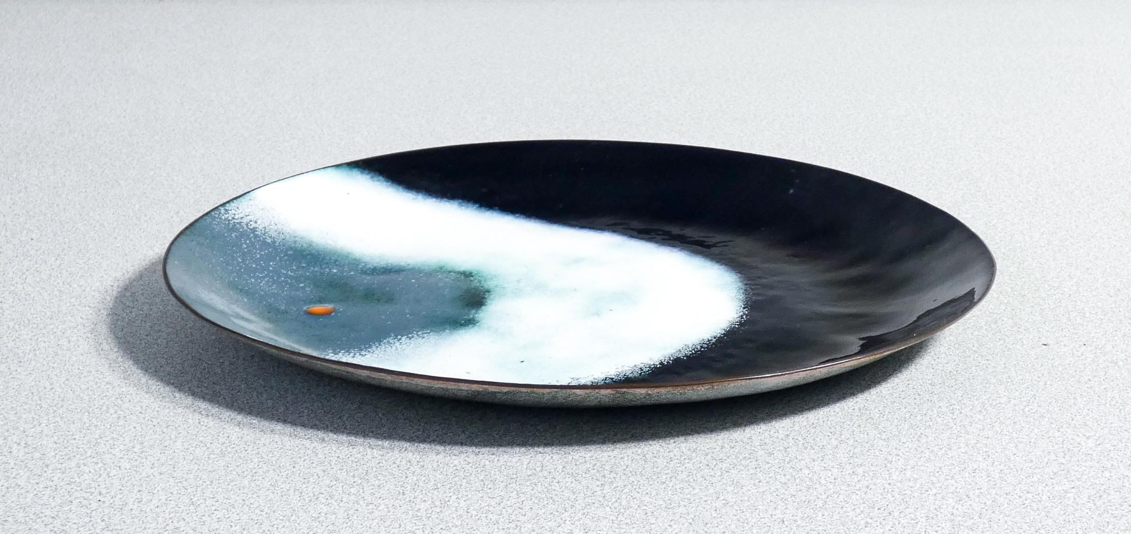 Italian Enamelled Copper Plate Designed by Leonardo De Giudici, Caliari Venini Label