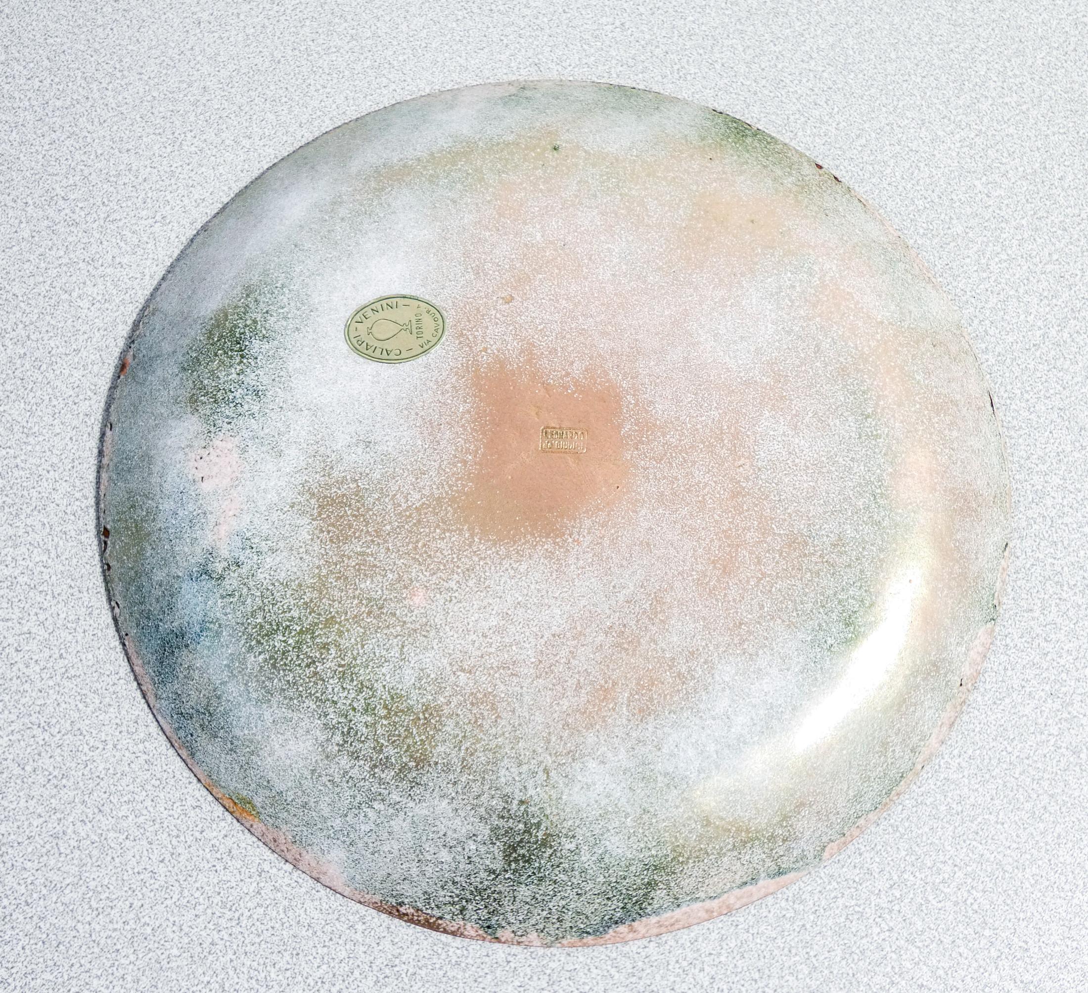 Enamelled Copper Plate Designed by Leonardo De Giudici, Caliari Venini Label 3
