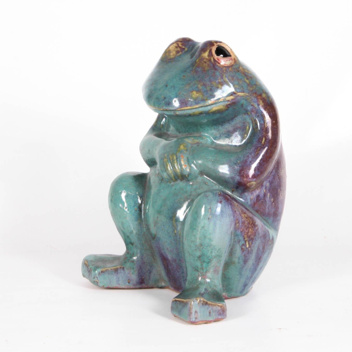 Enamelled earthenware sculpture attributed to Clément Massier circa 1900