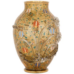 Enamelled Glass Vase with Arabesque Patterns by Moser