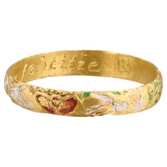 Enamelled Gold Posy Ring “thy constancie, my felicitie”. England, 17th century.