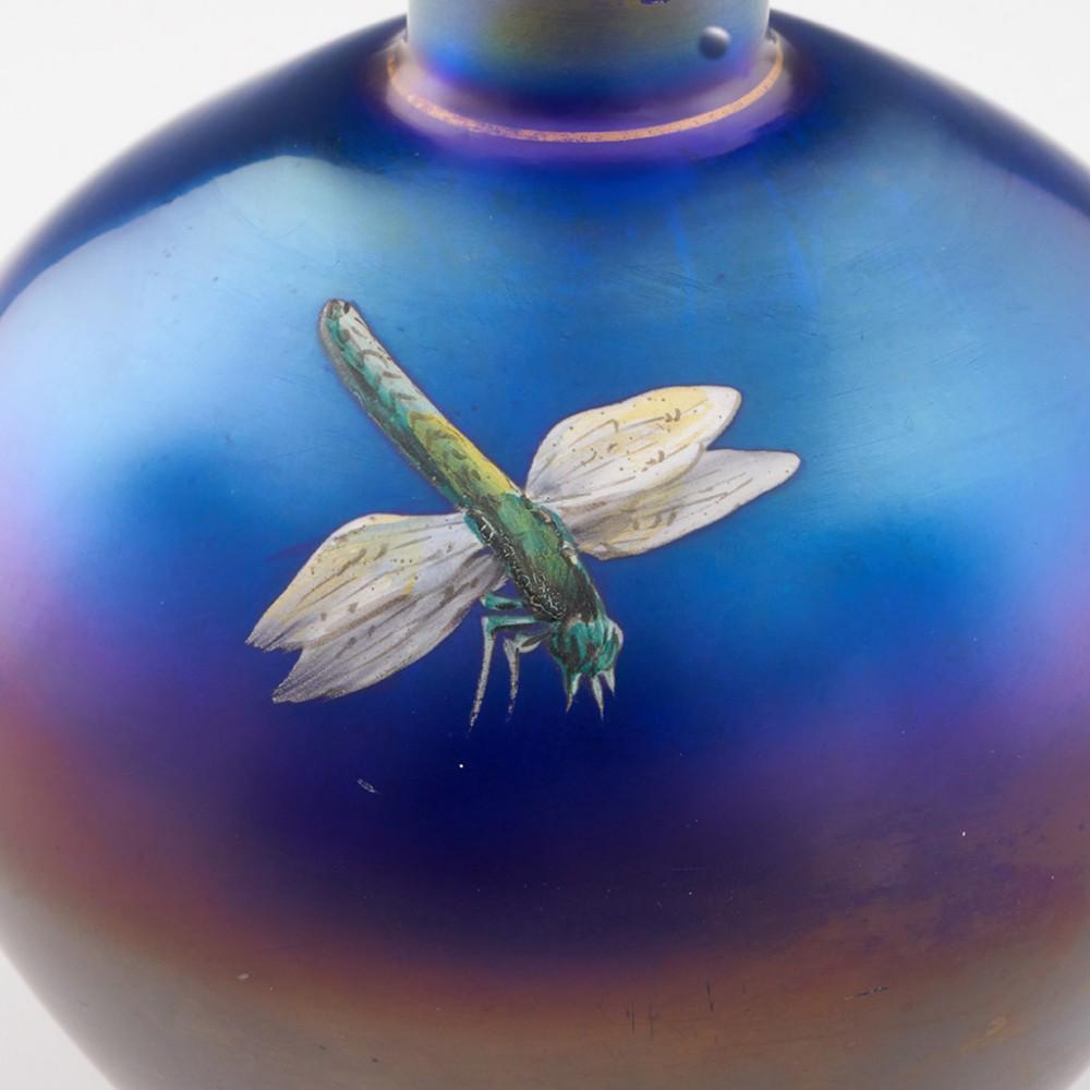 Enamelled Iridescent Glass Vase Early 20th Century For Sale 3