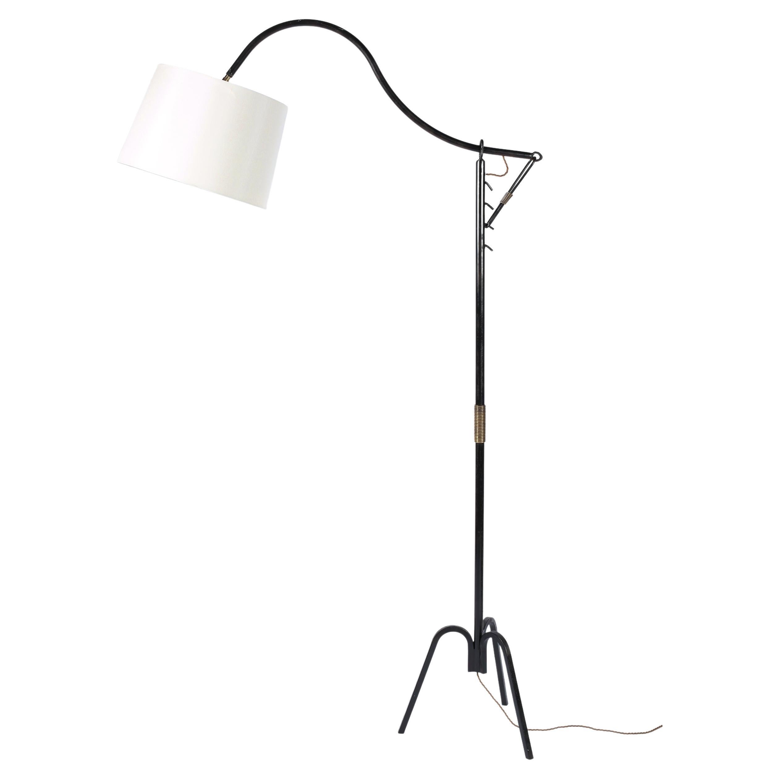 Enamelled Iron Crémaillère Floor Lamp attributed to Jacques Adnet