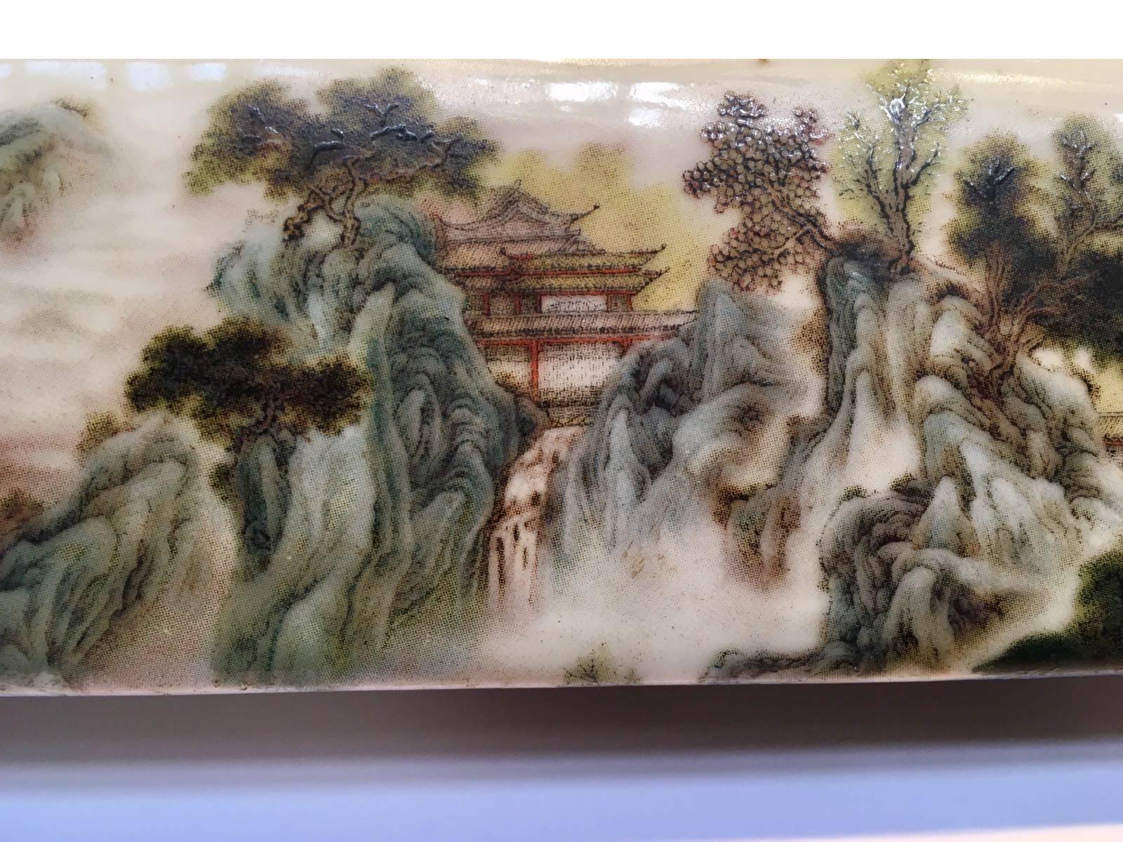 Other Enamelled 'Landscape' Scroll Weight For Sale