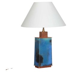 Lampe de table en métal émaillé des années 1950