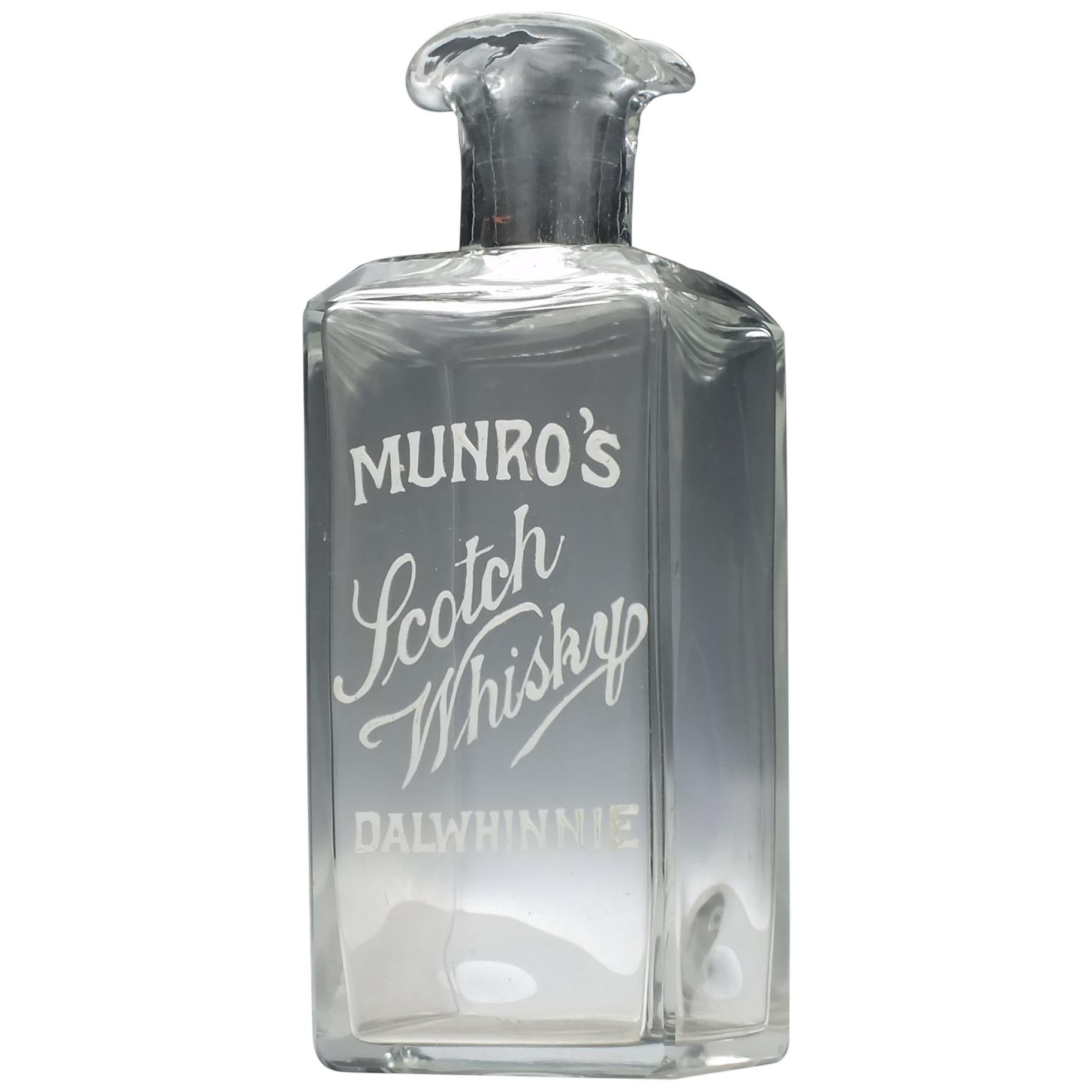 Enamelled Munro’s Scotch Whisky Dalwhinnie Bar Water Serving Bottle, circa 1910 For Sale