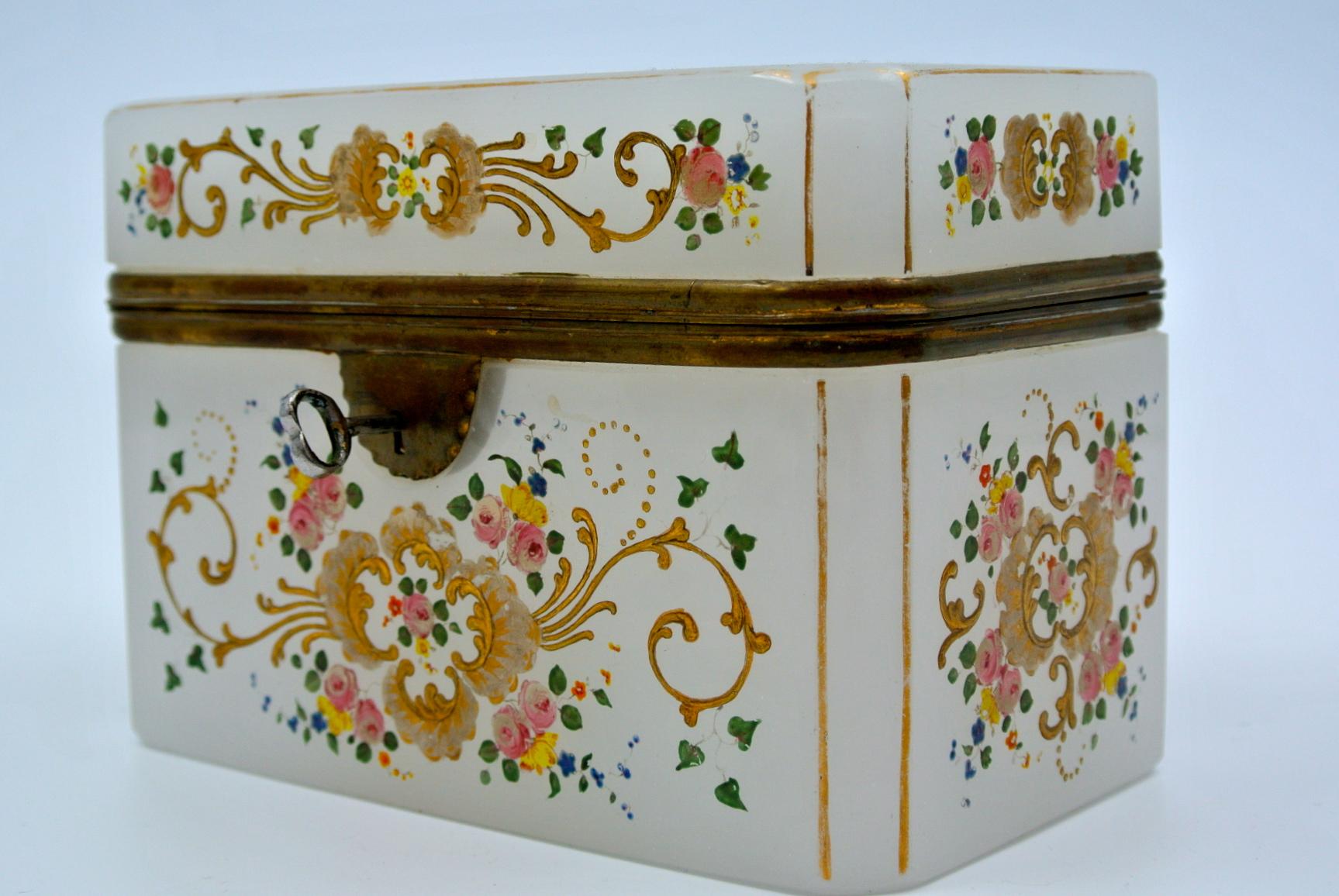 Napoleon III Enameled Opaline Box