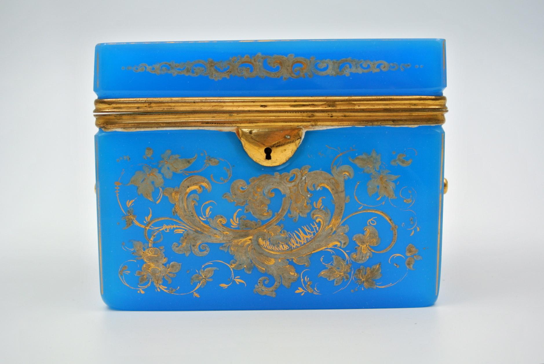 19th Century Enameled Opaline Box