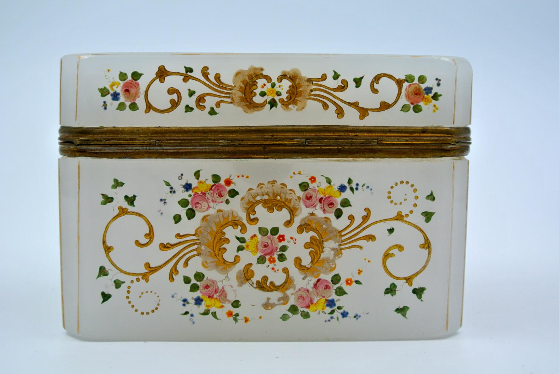19th Century Enameled Opaline Box