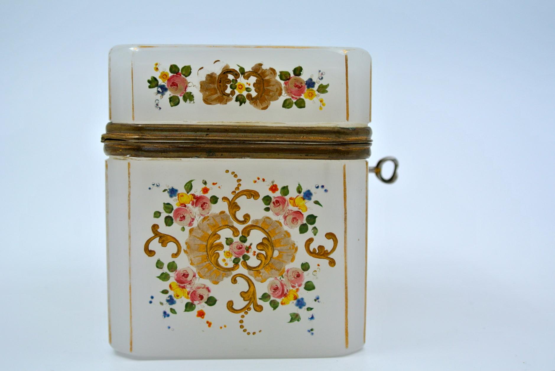 Brass Enameled Opaline Box