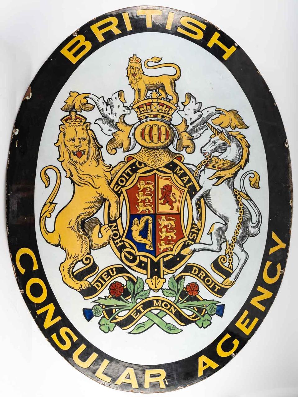 Métal plaque émaillée du Consulat d'Angleterre