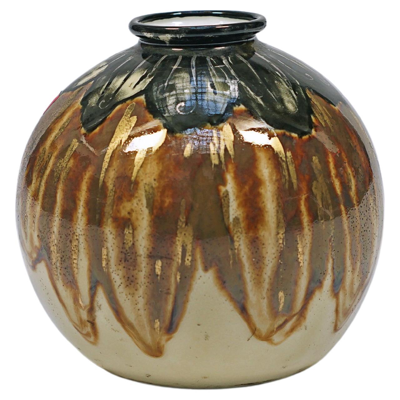 Vase aus emailliertem Porzellan von Limoges