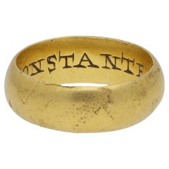 Enamelled posy ring, ‘CONTENEW + CONSTANTE’, 16th century.
