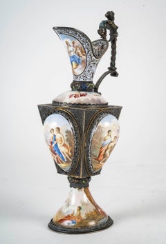 Enamelled Silver Ewer, 19th Century, Napoleon III Period.