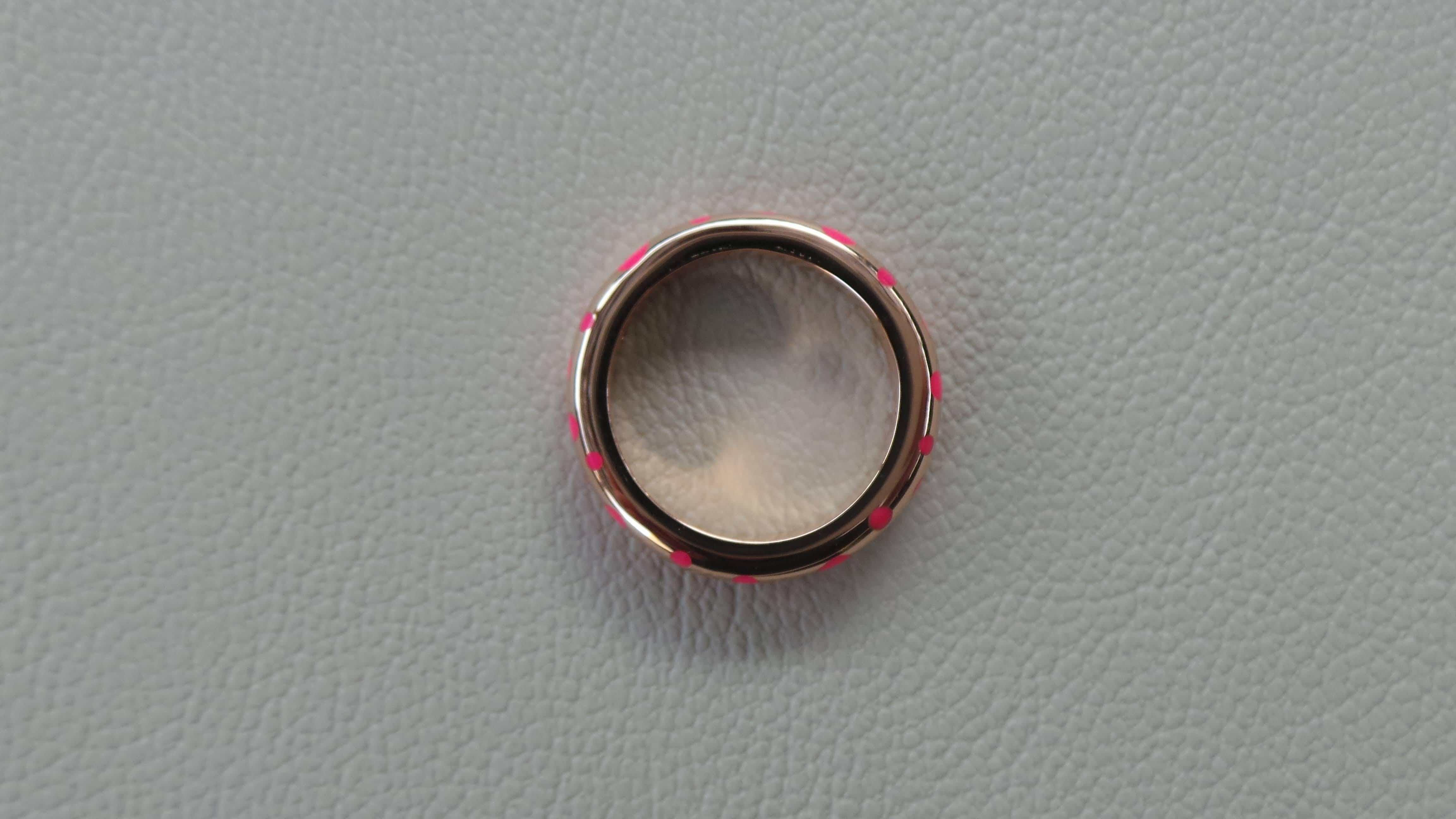Women's Enamelled Stackable Fuchsia Pois Rose Gold Cocktail Ring For Sale