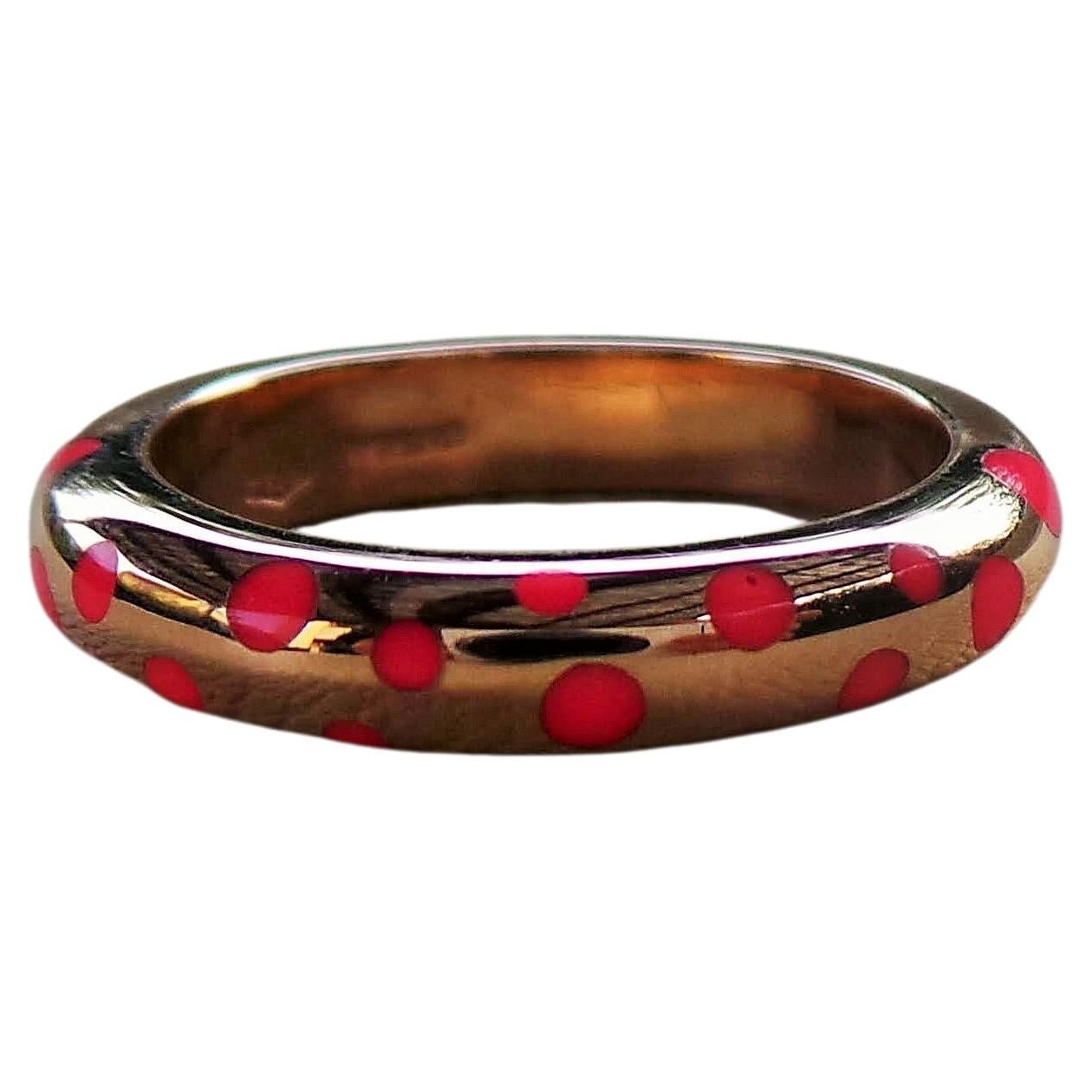 Enamelled Stackable Fuchsia Pois Rose Gold Cocktail Ring