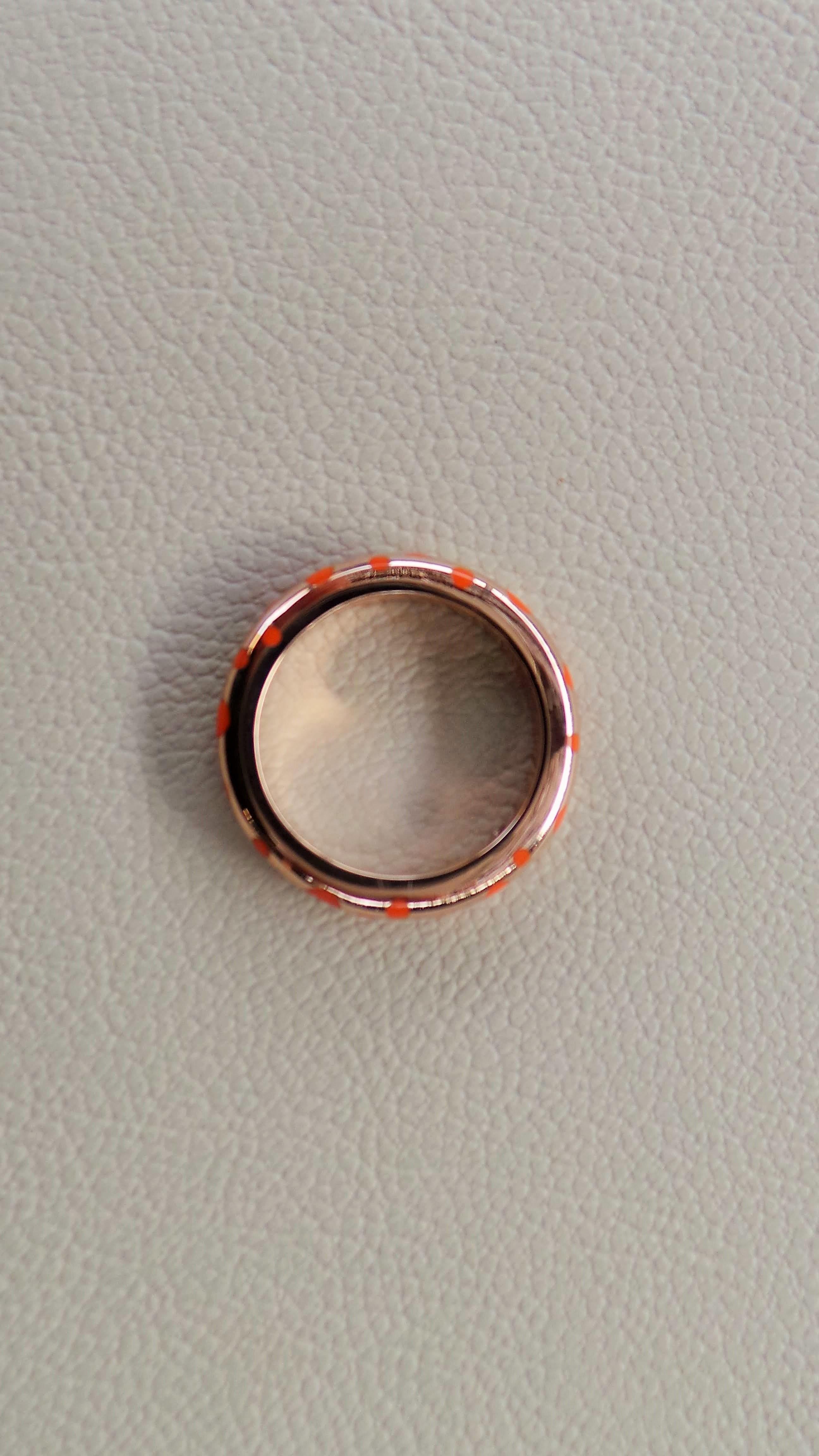 Women's Enamelled Stackable Orange Pois Rose Gold Cocktail Ring For Sale
