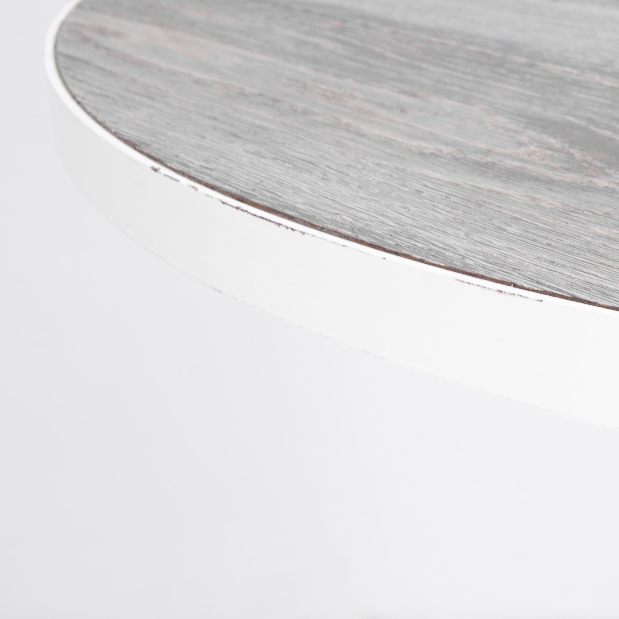 Contemporary Enamelled Steel Table with Oak Top