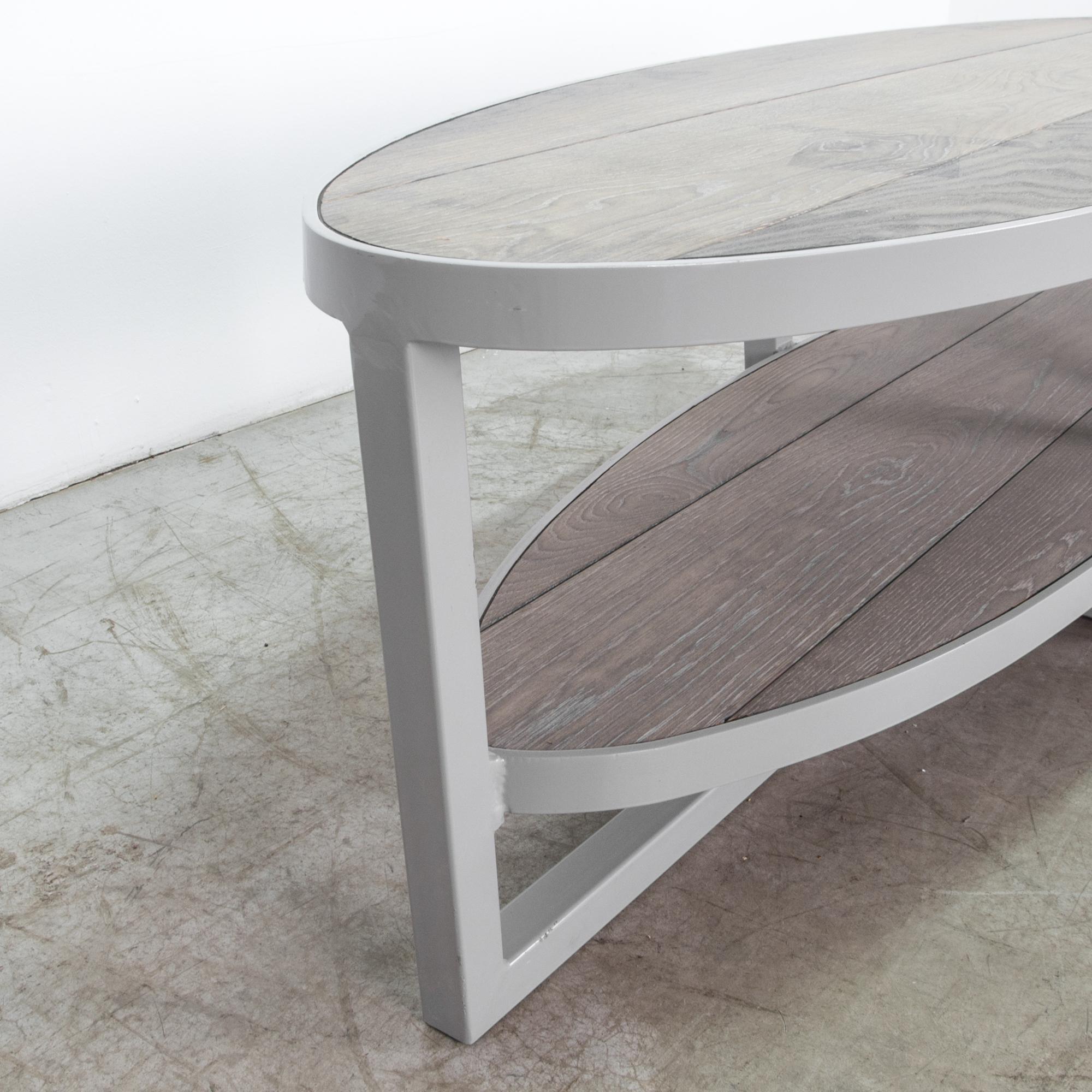 Enamelled Steel Table with Oak Top For Sale at 1stDibs enamel coffee