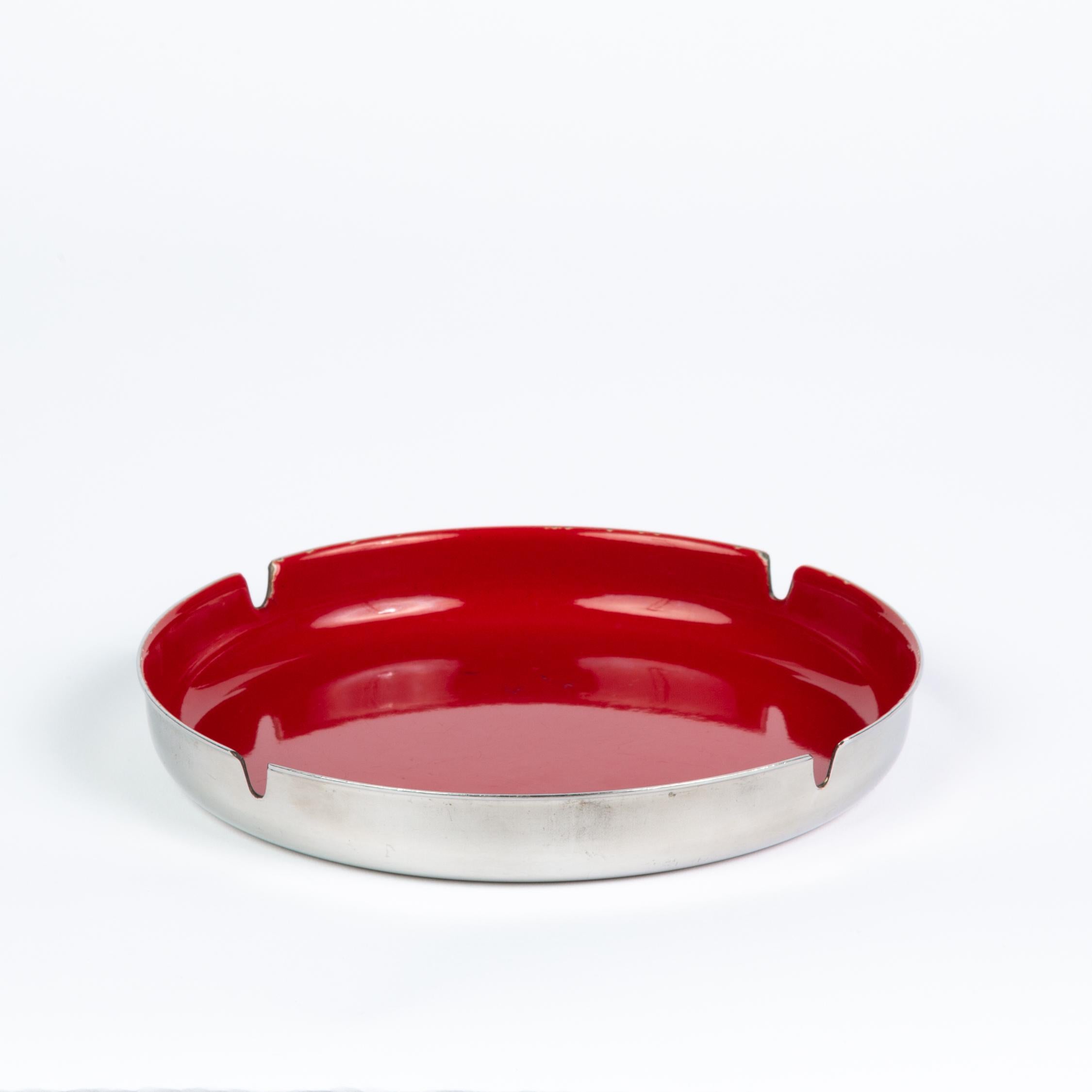 Enameled Enamelware and Stainless Steel Ashtray by Leif Wessmann