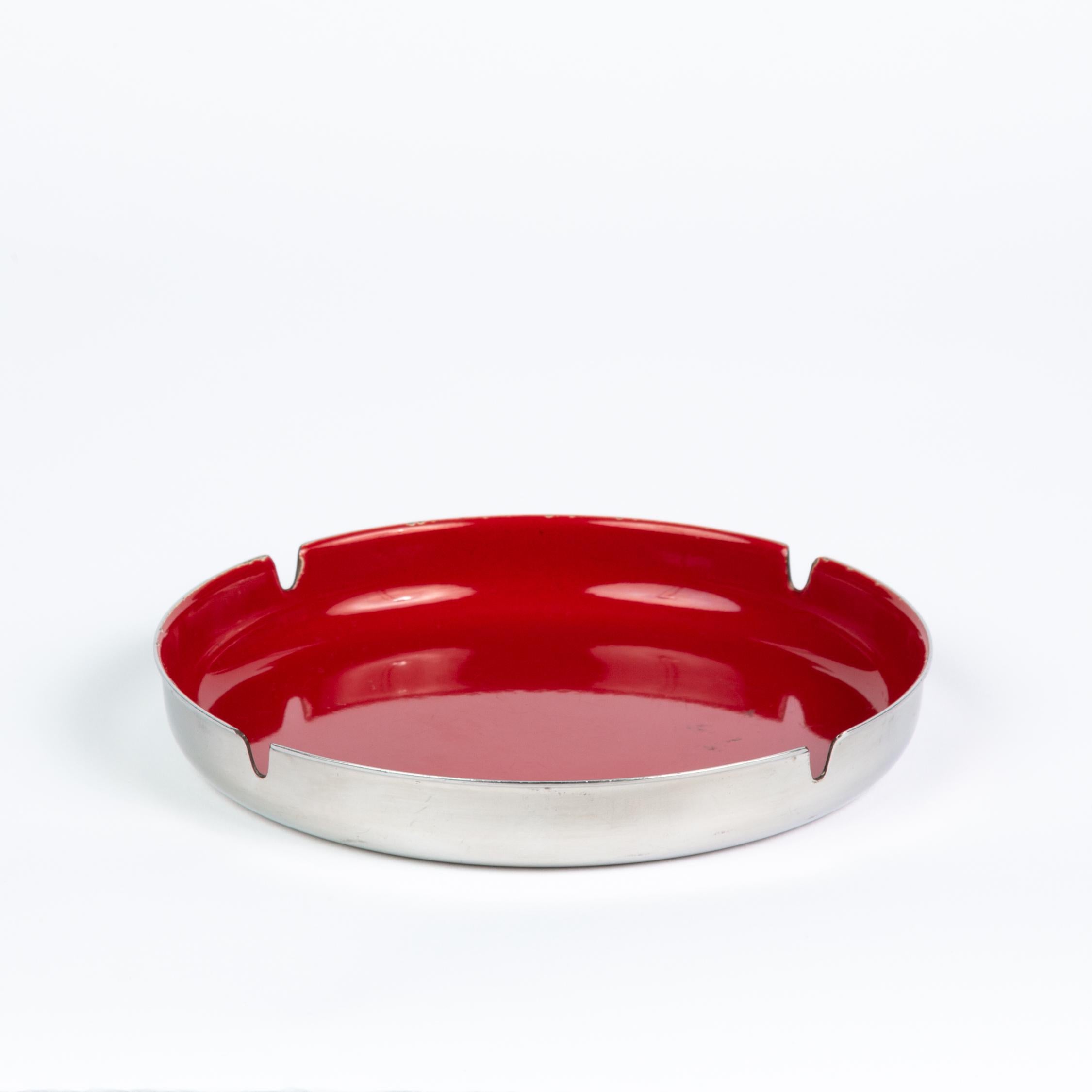 Enamelware and Stainless Steel Ashtray by Leif Wessmann In Good Condition In Los Angeles, CA